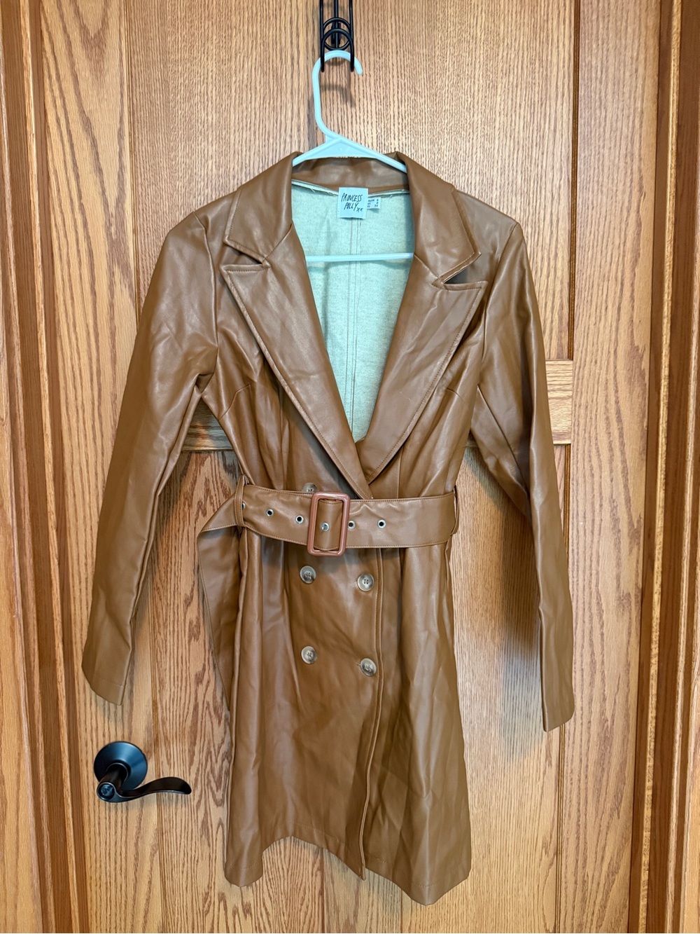 Princess Polly Brown Faux Leather Trench Coat